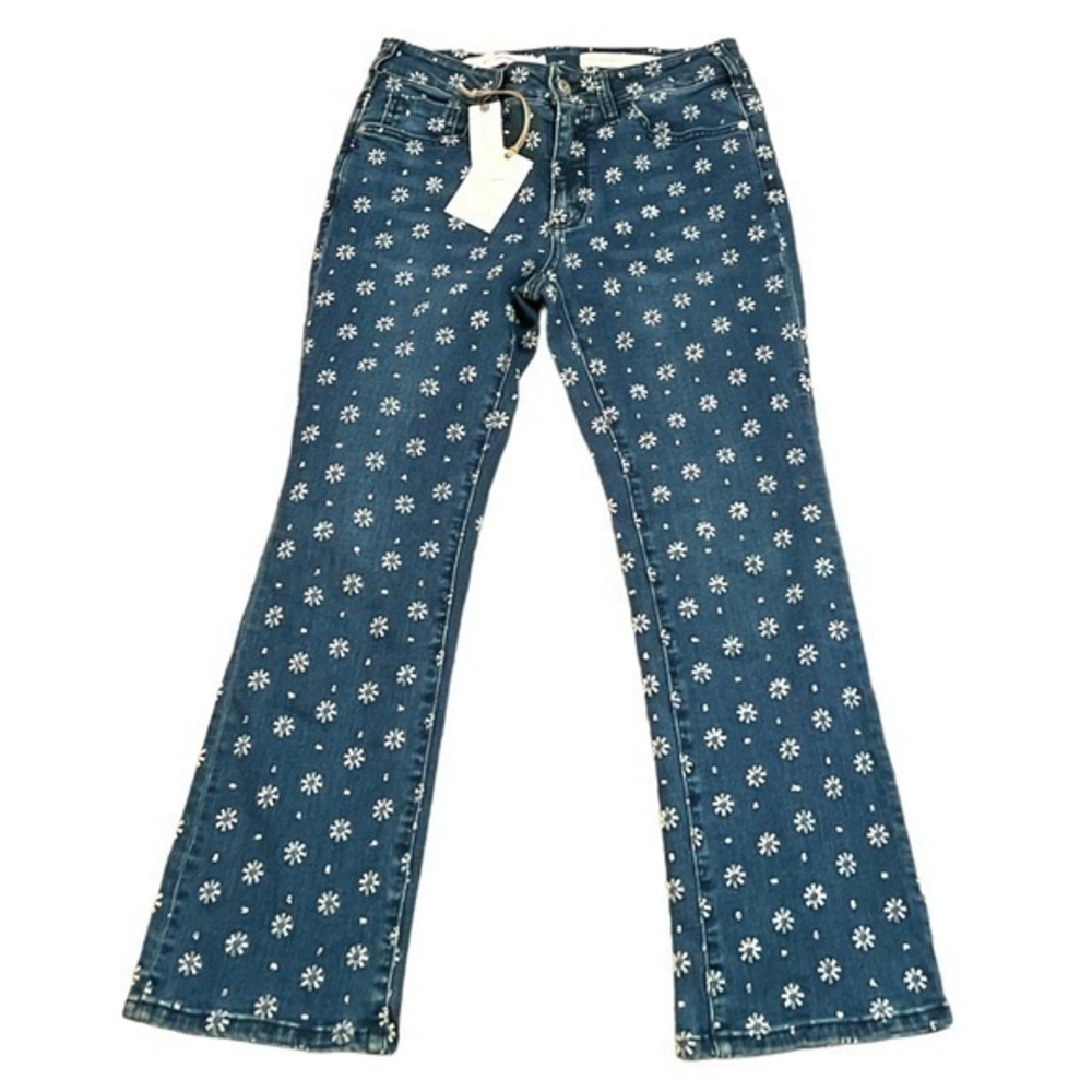 Anthropologie Pilcro & The Letterpress Crop Hi Rise Bootcut Embroidered Jeans - Picture 4 of 15